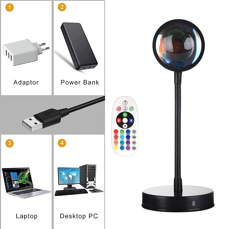 USB Desk Lampa Rainbow Projection Lamp